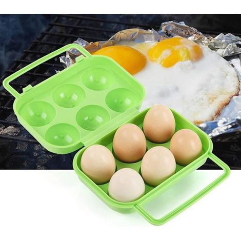 2 Boîte à œufs, Pliable, Plastique PP, 15.5x15 cm, 6 œufs, Cuisine, Camping (1/4)