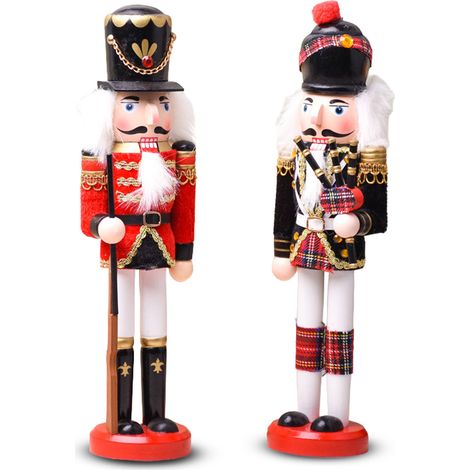 Set 2 Schiaccianoci In Legno – Stile Inglese E Scozzese Dipinti A Mano