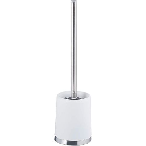 Ensemble support WC et brosse de toilette plastique blanc