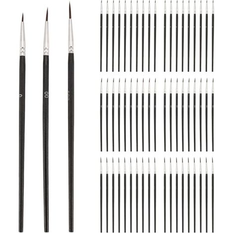 60 pennelli per dettagli a punta fine in 3 misure (0, 0, 0, 0) per pittura in miniatura e di precisione (1/4)