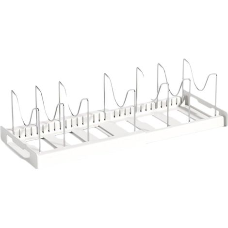 Dianzan Support Extensible pour Organisateurs De Casseroles De Poêles, Organisateur De Casseroles pour Placard De Cuisine, Support Organisateur D'ustensiles De Cuisson avec 7 Compartiments Réglables，B (1/5)
