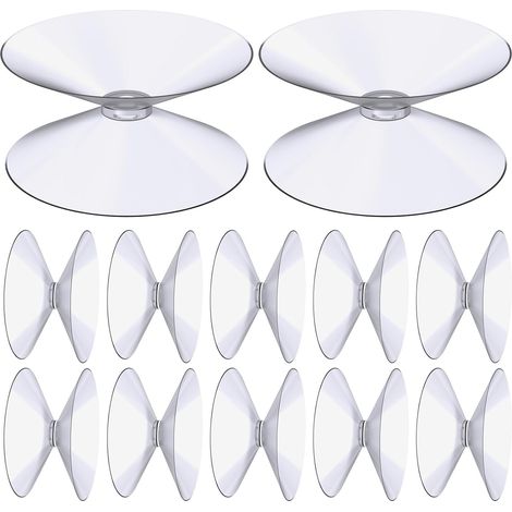 Ventouses Double Face, 12 Pièces 2 cm Ventouses Transparentes, Extra Fortes PVC Plastique Suspension Rideau Isolant Ventouse pour Miroir De Table En Verre, Miroir de fenêtre de salle (1/5)