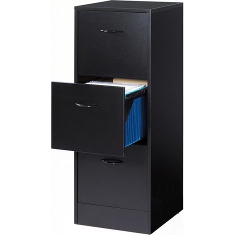 Classeur 3 tiroirs dossiers suspendus noir Office H109cm (1/3)