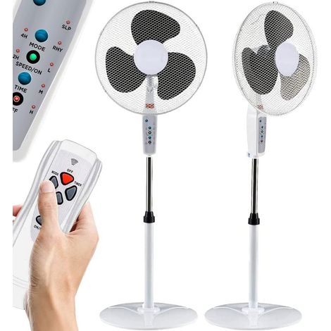 Ventilatore a Piantana Base Tonda con Telecomando 50W Bianco 3 Velocità + Timer (1/5)