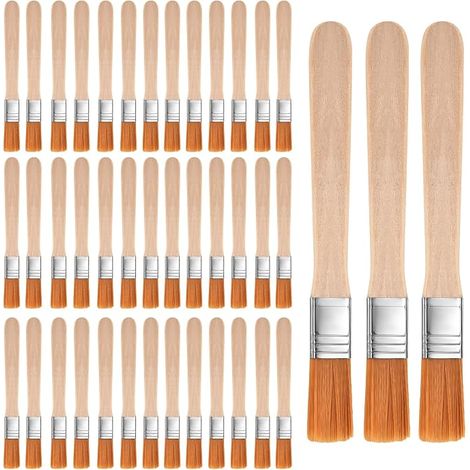42 Pcs Petits Pinceaux Peinture, 13cm Set de Pinceaux Plats Avec Manche en Bois, 12 mm Largeur Pour Bricolage, Murale, Acrylique, Vernis, Colle (1/5)