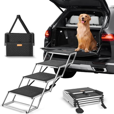 VEVOR Rampe pour animaux de compagnie pour véhicules, escalier chien 4marches aluminium, antidérapant, 250lb, portable pour SUV/camion, facile à transporter