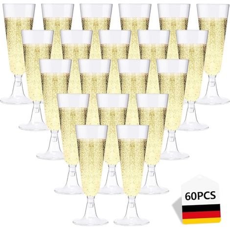 Champagne Flutes Glasses Transparent Weddings Birthdays Parties (1/5)