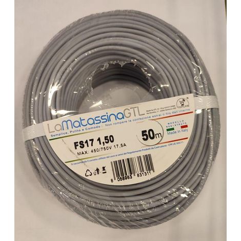 Cavo unipolare fs17 go-at topline mfs171,5gr50-1,5mmq-50 metri-grigio