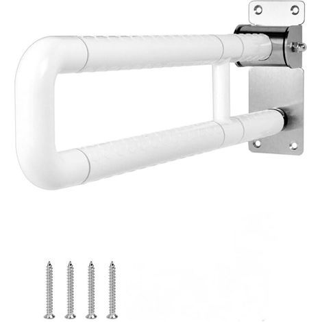 60cm Blanc Barre Dappui Wc Handicapé, Antidérapante Poignée d'appui Murale de Salle de Bain Barre de Douche Poignée de Support de Sécurité pour Person (1/5)