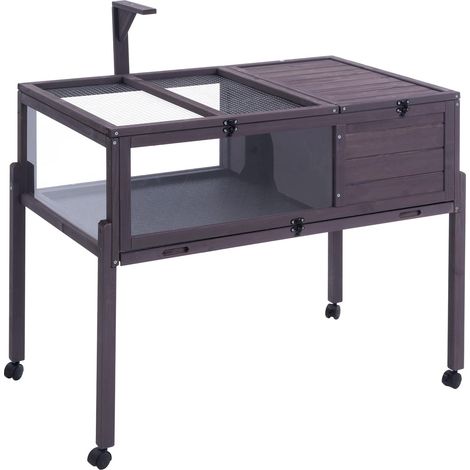 VEVOR Habitat per Tartarughe, Casa per Tartarughe in Legno per Interni ed Esterni, Recinto per Tartarughe con Supporto per Luce, Recinto per Rettili, Gabbia per Piccoli Animali con Gambe di Supporto,