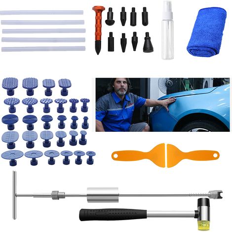 Jiubiaz Kit di rimozione delle ammaccature 48 pezzi in acciaio inox strumento di riparazione della carrozzeria e pannelli della carrozzeria auto Dent Remover
