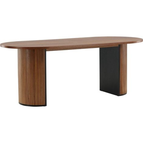 Paris Prix – Table à manger ovale 200cm – MDF et placage noyer – Jusqu'à 6 couverts – Design moderne – Dimensions L. 200 x l. 90 x H. 75 cm (1/5)