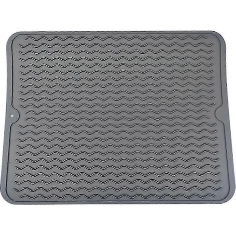 Tapis égouttoir à vaisselle en silicone robuste et facile à nettoyer, protège les surfaces, tapis pour évier, tiroir à vaisselle, plan de travail et évier de cuisine-dark grey-S