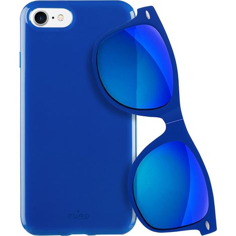 Puro Sunny Kit - Funda para iPhone SE (2022 / 2020) / 8 / 7 + Gafas de sol plegables (Azul) (1/5)