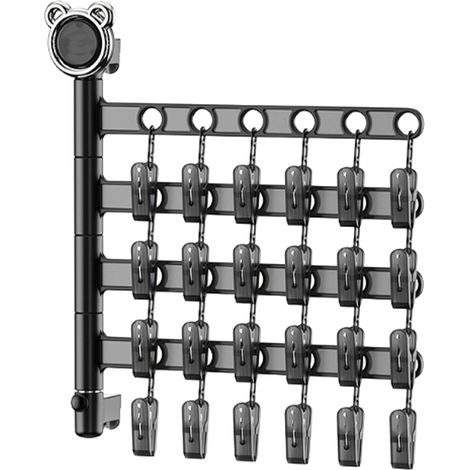 Porte-chaussettes mural pliable, plusieurs Clips, multifonctionnel, 4 couches, cintre pour vêtements, Transparent, noir, pour la maison (1/5)