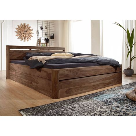 Letto Acacia/Sheesham rosso marrone tinto 140x200x90 cm (BxTxH) smontato TORONTO 162 (1/2)