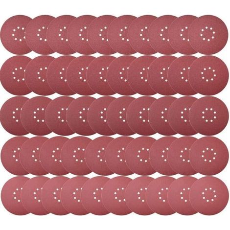 Disque Abrasif , Disques de Ponçage , Disque Abrasif 225mm 8 trous 50pcs Disques de ponçage 225mm 10X P40/60/80/120/240 Disques abrasifs auto-agrippants pour ponceuses à long cou (1/5)