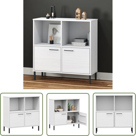 Étagère de Rangement Bibliothèque avec pieds, Montage facile, en métal Blanc 90x35x90,5 cm Bois OSLO OIB3165E (1/5)