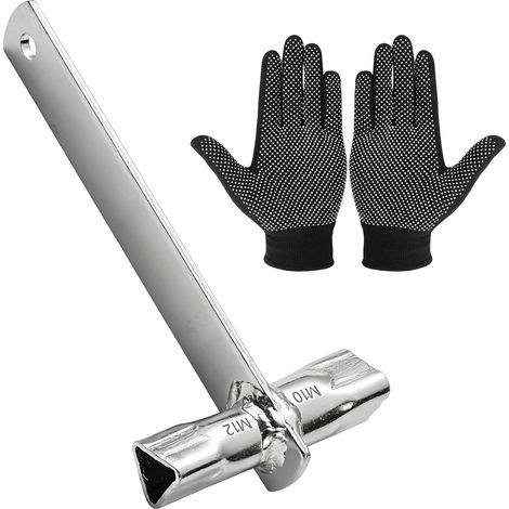 Clé triangulaire M12/M10 pour poteau de barrière - Double taille - Clé de poteau triangulaire - Clé de pompier pour poteau de barrière - Verrouillage de parking (1/5)