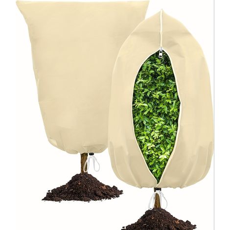Deux housses de protection contre le gel pour plantes - 1,4 x 1,8 m - avec cordon de serrage et fermeture éclair (1/5)