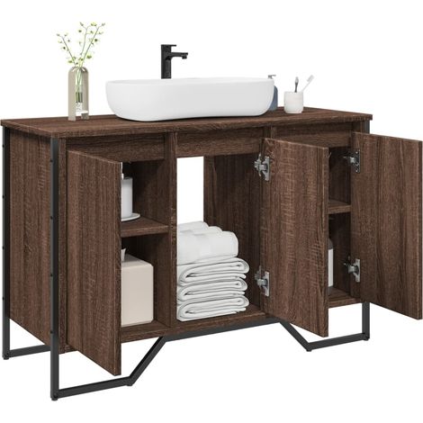 Waschbeckenunterschrank Braun Eichen-Optik 91x35x60 cm