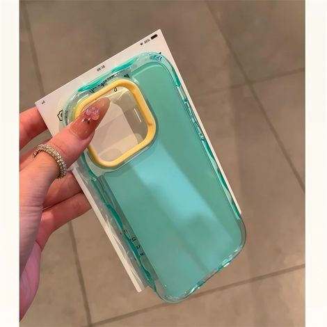 (Vert et jaune) Coque antichoc pour iPhone 16 Pro avec cadre souple de couleur contrastée. (1/5)