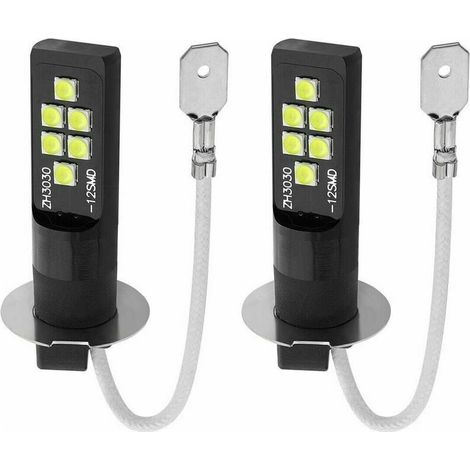 2PCS Ampoule H3 LED,H3 Ampoule de Brouillard 12V-24V Feux Anti-brouillard Auto LED 12SMD 5W 450LM Feux de Jour Feux de Brouillard DRL Voiture Ampoules (1/5)