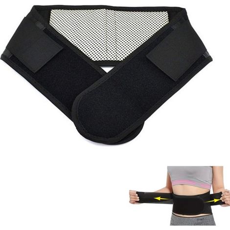 Bande de soutien lombaire auto-chauffante - ceinture de soutien du dos - soutien lombaire - Élasticité ajustable - Unisexe - magnétique - XL - Polyester - Noir (1/5)