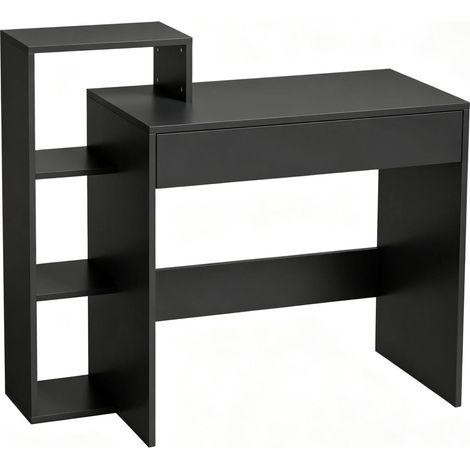 Escritorio de ordenador con almacenaje 100 x 40 x 90 cm negro con 3 estantes y 1 cajón HOMVRA (1/5)