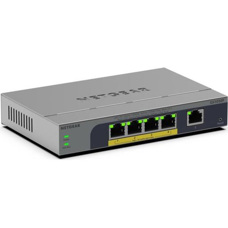 NETGEAR GS105EP Non-géré Gigabit Ethernet (10/100/1000) Connexion Ethernet, supportant l'alimentation via ce port (PoE) Gris