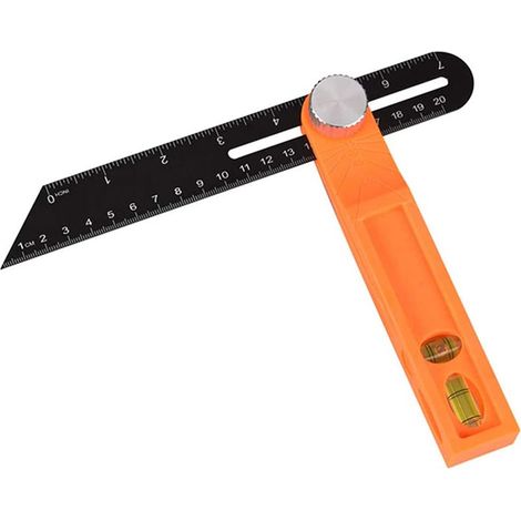 Règle de mesure horizontale coulissante en T, avec support à bulles horizontal et vertical, règle d'angle mobile en T de 20 cm (1/5)