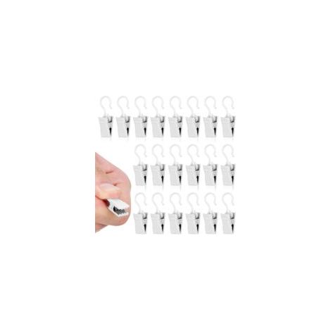 Pinzas para cortinas, 50 piezas de pinzas metálicas con ganchos, pinzas resistentes para colgar cortinas, cuadros, imágenes y decoraciones - Crezuo
