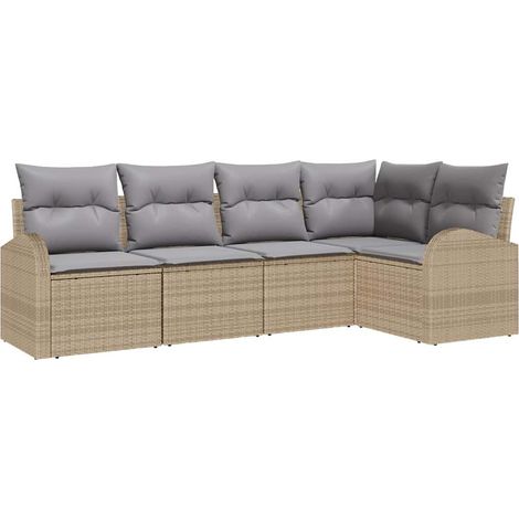 Maison Exclusive - Gartensofa-set mit Kissen 5 pcs Beige und Hell