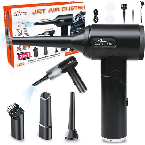 Media-Tech MT6538 Jet Air Duster noir puissant 2 en 1