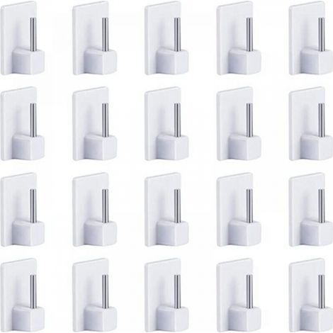 20 pcs Rideaux Crochets Adhésifs pour Tringle Rideau Crochet Autocollant Accroche Rideau Sans Percage 1928mm (1/4)