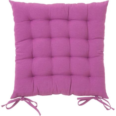 Cuscino Sedia in Tessuto Trapuntato Imbottito 40x40 con Laccetti Colore Viola