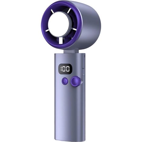 Ventilador de mano, 100 velocidades de viento, efecto refrescante, pantalla LED, mini ventilador portátil recargable, bajo nivel de ruido, potente ventilador de bolsillo, con cordón, EE. UU. (1/5)