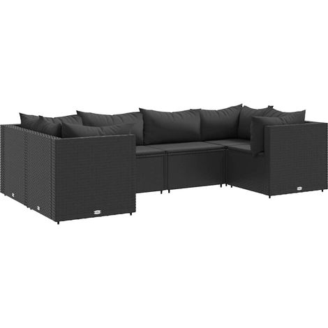 Maison Exclusive - Set Mobili da Giardino 6 pz con Cuscini in Polyrattan Nero