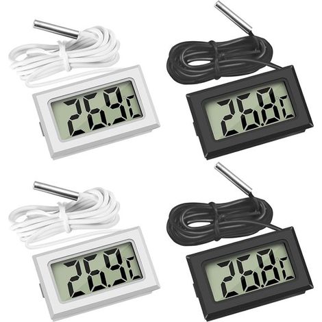 Mini thermomètre numérique avec écran LCD et capteur externe, pour congélateur, réfrigérateur, aquarium (lot de 4 avec capteur externe) (1/5)