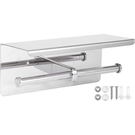Porte-papier toilette double en acier inoxydable avec support de (1/5)