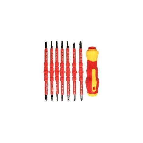 Isoliertes elektrisches Schraubendreher-Set, 7-teilig, multifunktional, 14-in-1 Werkzeugset für Elektriker-Reparaturen, auswechselbare Legierung (1/5)