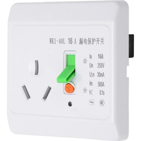 Prise de protection contre les fuites de courant 16 A pour circuit domestique, interrupteur de protection contre les fuites de courant pour climatiseur 230 V (1/5)