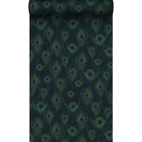 papier peint plumes de paon bleu foncé - Origin Wallcoverings (1/5)