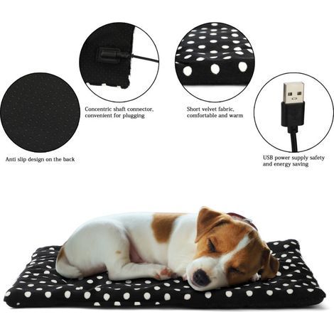 Tapis Chauffant Chien Chat 27x37cm , Coussin Chauffant USB Electrique pour Animaux Temperature Reglable (1/4)