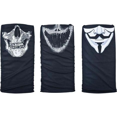 Mascarillas Comfy multifuncionales con cuello cortavientos, paquete de 3 unidades, color negro/blanco. (1/2)