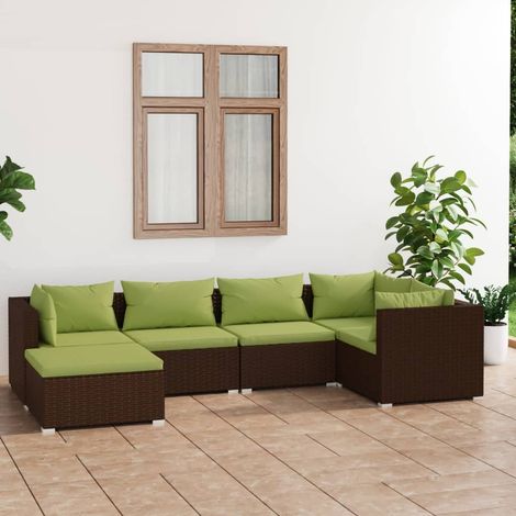 Salon de jardin 6 pcs - Canapé de jardin - Ensembles de Meubles d'exterieur - avec coussins Résine tressée Marron Chic-974280 (1/5)