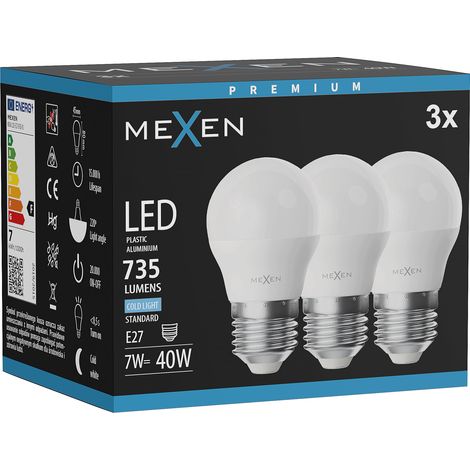 Mexen Nova 3x Ampoule LED E27, G45, 7W, Froide - 6500K, 735 lm - L101-E27-0765-01x03 (1/3)