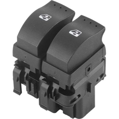 Interrupteur lève-vitre électrique double bouton 10 broches – Compatible Clio II 1998-2014 – Plastique noir – Tension 12V 16A (1/5)