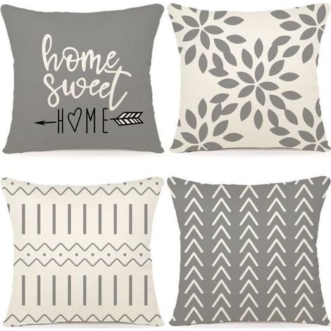 Lot de 4 housses de coussin décoratives,grau,40 x 40 cm (1/4)
