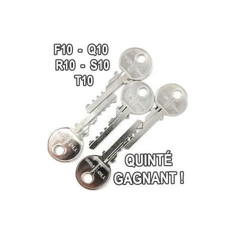 Lot de 5 Clés Pass PTT - Acier - F10 Q10 R10 S10 T10 - Identification Couleur - Pour Sécurité et Accès Contrôlé - Dimensions Standard